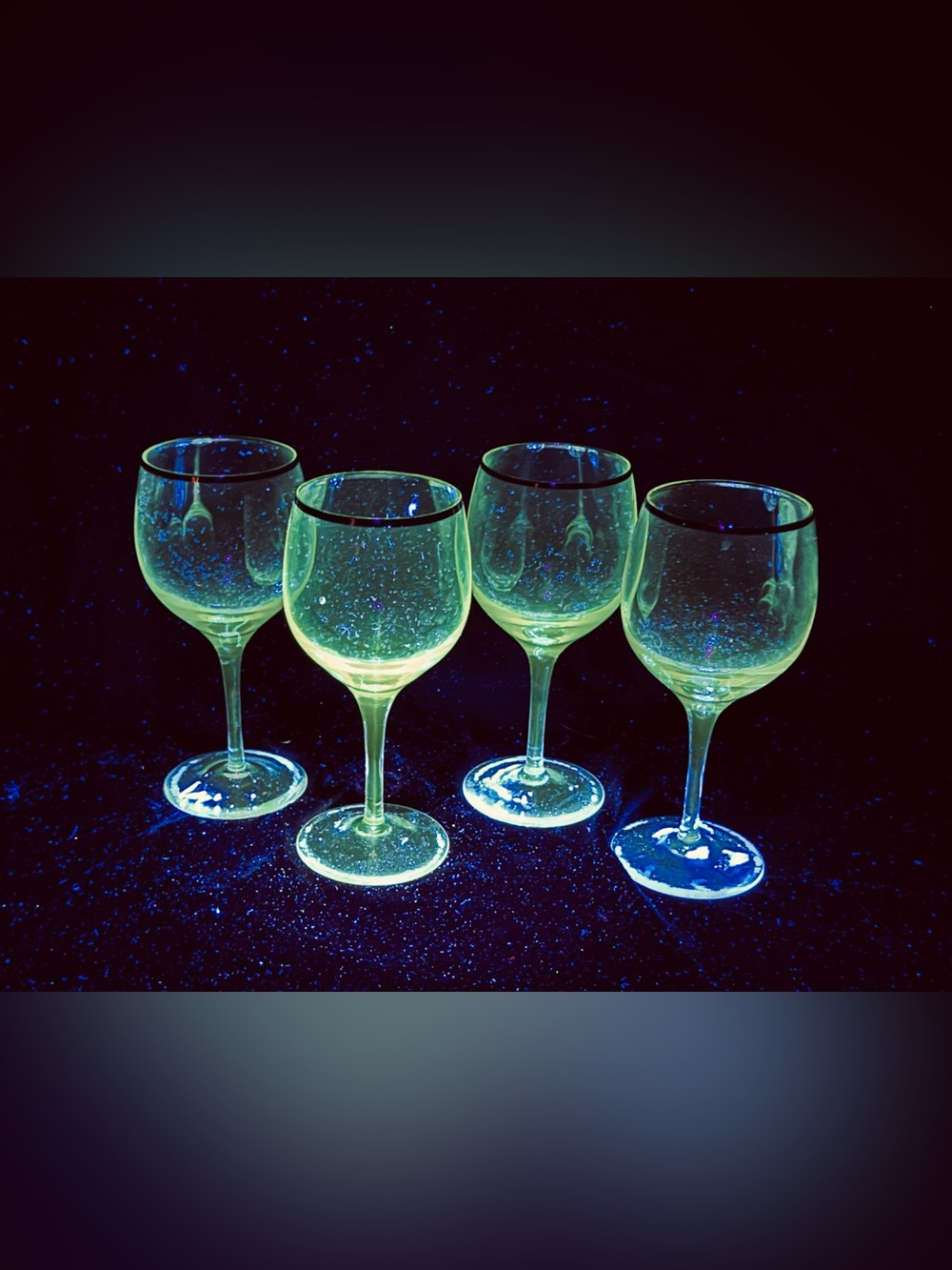 Vintage Mikasa UV Glow Glass Wine Goblets - Set of 4